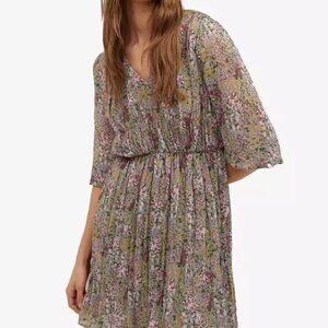 MNG Mango Floral Mini Dress Puff Sleeve Feminine Indie Boho Coquette Girl Size 6
